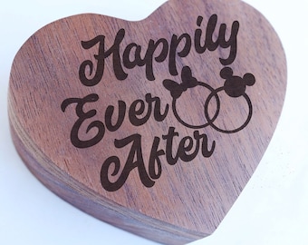 Happily Ever After Proposal Box, Minnie Mouse Gift, Best Day Ever Wedding Ring Box, Disney Wedding Band Box, Wood Engraved Ring Bearer