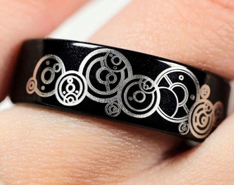 Dr. Who Wedding Band, Dr. Who Wedding Ring, Dr. Who Jewelry, Dr, Who Engagement Ring, Gallifreyan Wedding Ring, Dr. Who Ring