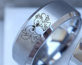 Disney Lilo Symbol Ring Anniversary Wedding Ring, Lilo Angel Wedding Band  Head Ring, Lilo and Stitch Promise Ring, Disney Proposal Ring