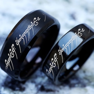 Elvish Matching Ring Set, Ring, Elvish Ring, Elvish Language Band, Elvish Wedding Ring, Elf Wedding Ring, Medieval Middle Earth Ring image 1