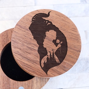 Beauty and the Beast Wedding Ring Box, Disneyland Jewelry Box, Disney Princess Engraved Wood Box, Disney Proposal Box Disney Engagement Box