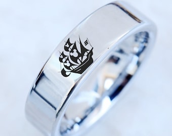 Mickey Mouse Pirate Ring, Disney Cruise Ring Wedding Band, Disney
