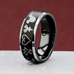 Engraved Alternating Kingdom Hearts Ring Disney Wedding Ring Kingdom Hearts Ring Kingdom Hearts Ring Kingdom Hearts Promise Ring