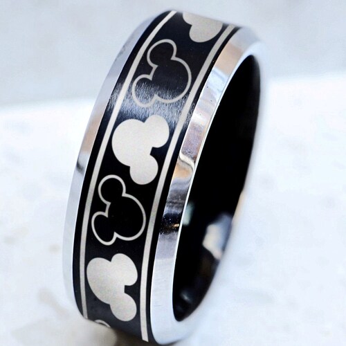 Disney Mickey and Minnie Kissing Heart Ring Disney Wedding Etsy