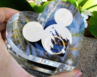 Mickey and Minnie Castle Box, Disney Clear Wedding Ring Box, Disneyland Acrylic Ring Box, Chibi Mickey Mouse Jewelry Ring Box