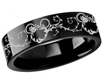 Anillo de filigrana con flores de Disney, anillo de bodas de Mickey Mouse, anillo de Minnie Mouse, anillo de promesa de Disney, joyería de Disney