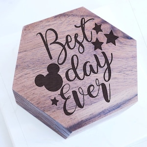 Mickey Mouse Proposal Box, Minnie Mouse Gift, Best Day Ever Wedding Ring Box, Disney Wedding Band Box, Wood Engraved Ring Bearer