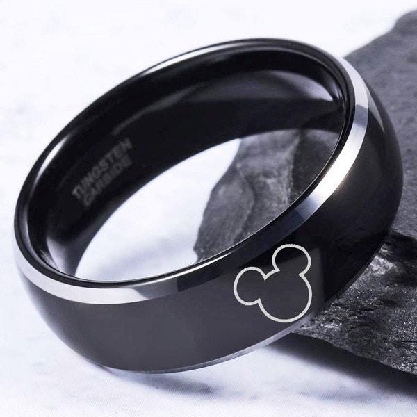 Disney Mickey Anniversary Wedding Ring, Disney Wedding Band Mickey Mouse Head Ring, Minnie Mouse, Disney Promise Ring, Disney Proposal Ring
