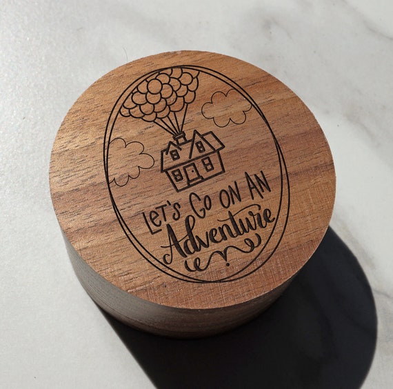 Disney Up Movie Balloon House Wedding Ring Box Carl and Ellie Engagement Wood Ring Box Let s Go On An Adventure Jewelry Box