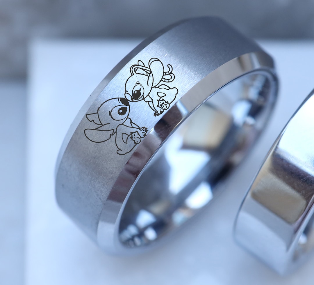 Disney Lilo and Angel Kiss Anniversary Wedding Ring Lilo Angel Wedding Band Head Ring Disney Promise Ring Disney Proposal Ring Etsy