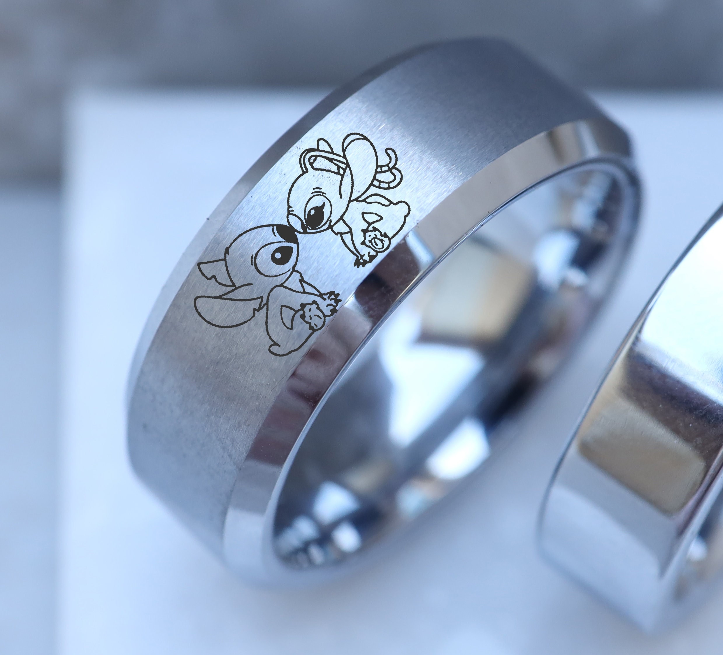 Disney Lilo and Angel Kiss Anniversary Wedding Ring, Lilo Angel Wedding  Band Head Ring, Disney Promise Ring, Disney Proposal Ring -  Israel