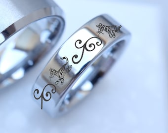 Winnie the Pooh Filigree Wedding Band, Tigger Floral Engagement Ring, Unique Disney Wedding Ring for Men and Women, Engraved Tigger Ring 6mm