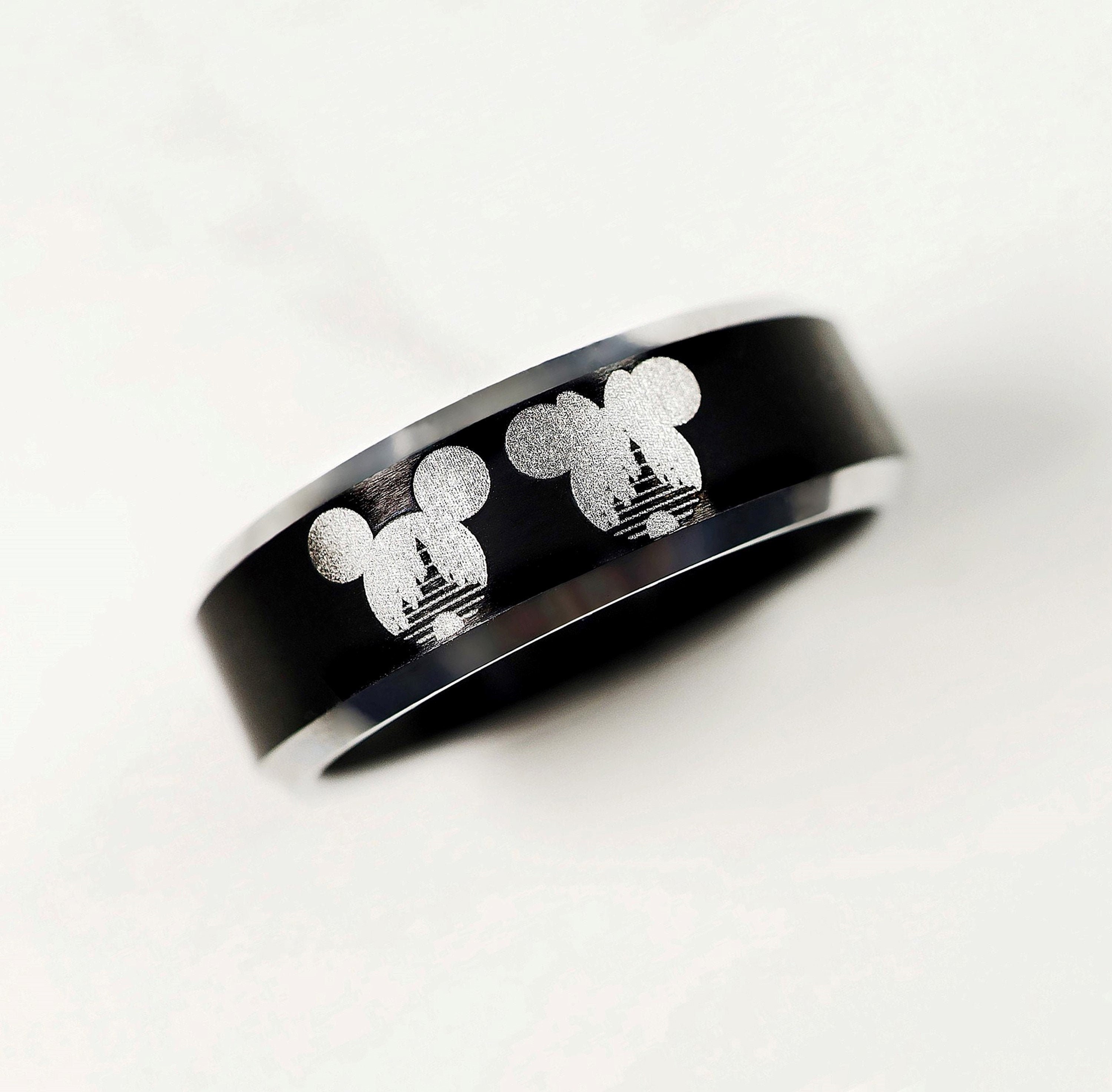 Engraved Mickey and Minnie Castle Heads Ring Disney Wedding Ring Mickey Mouse Ring Minnie Mouse Ring Disney Promise Ring Etsy Sweden