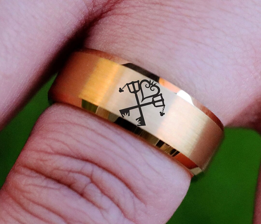 Engraved Kingdom Hearts Key Ring Kingdom Hearts Wedding Ring Etsy