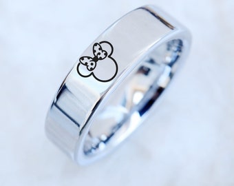 Minnie Mouse Symbol Ring, Disney Ring Wedding Band, Disney Engagement Ring,  Minnie Mouse Jewelry, Disney Proposal Ring, Disney Jewelry 6mm