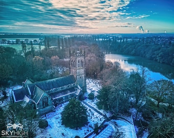 Lymm Dam print,Lymm Dam snow , Cheshire , Lymm wall art  , fine art print , Lymm print, Cheshire photography , Warrington print,Cheshire lif