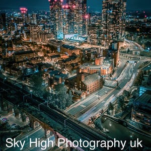 Manchester skyline, cityscape ,Manchester City centre ,Manchester print ,skyscraper,MCR, Manchester wall art ,Manchester photography