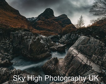 Glencoe print , three sisters of Glencoe , highlands photography , Scotland print , landscape , autumn ,Scottish wall art, Scottish highland