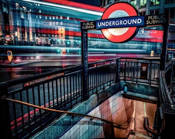 Impression métro de Londres, photographie de Londres, paysage urbain, centre-ville de Londres, impression de Londres, LDN, art mural de Londres
