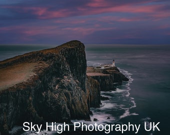 Neist Point Lighthouse print , Scotland wall art , Isle of Skye print ,lighthouse print , Scottish wall art , Scotland sunset print