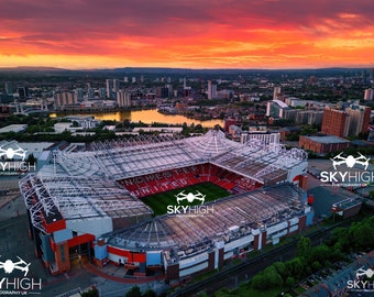 Old Trafford stadium sunset,Manchester United stadium print,Old Trafford print,Man united football,busby babes, Bobby Charlton , Manchester