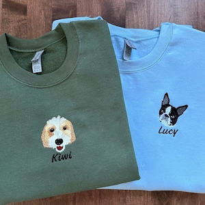 Custom Embroidered Pet Sweatshirt, Custom Dog/Cat From Photo Embroidery, Personalized Crewneck/Hoodie, Birthday Gift /  Pet sweatshirt/ Gift