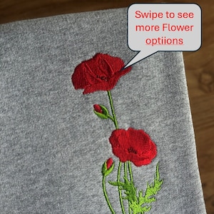 Custom Birth Flower Sweatshirt Hoodies sweater Zip-up Crewneck Custom Flower/ Wild flower Embroidered sweatshirt Crewneck, Gift for her
