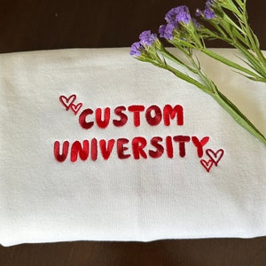 Custom College Sweatshirt, Embroidered University Sweatshirt, Custom Text Sweatshirt, College Graduation Gifts, Custom Text, College Merch