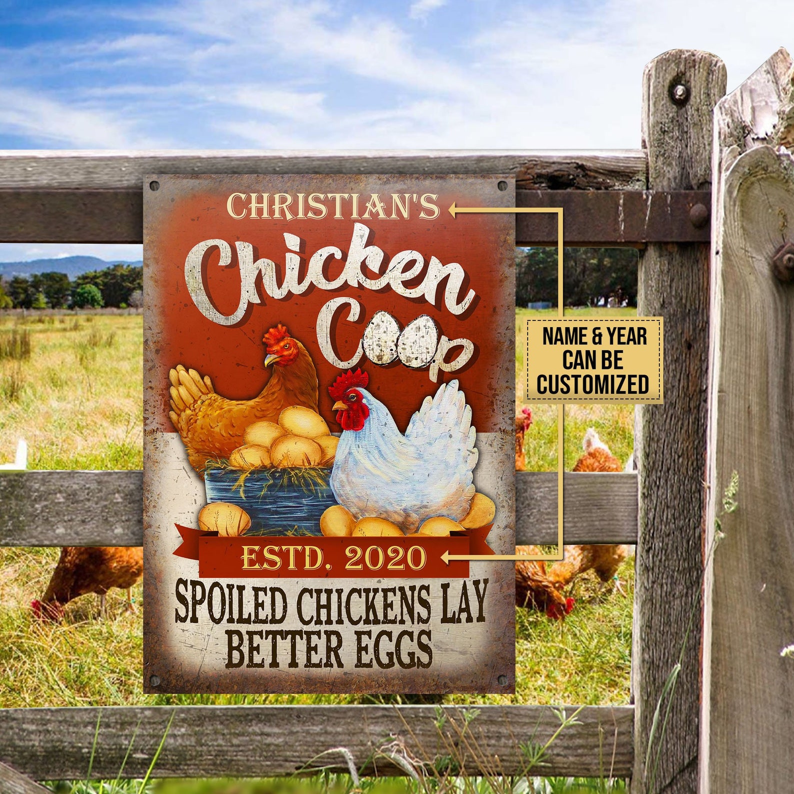 Personalized Chicken Coop Metal Signs Spoiled Chickens Lay Etsy
