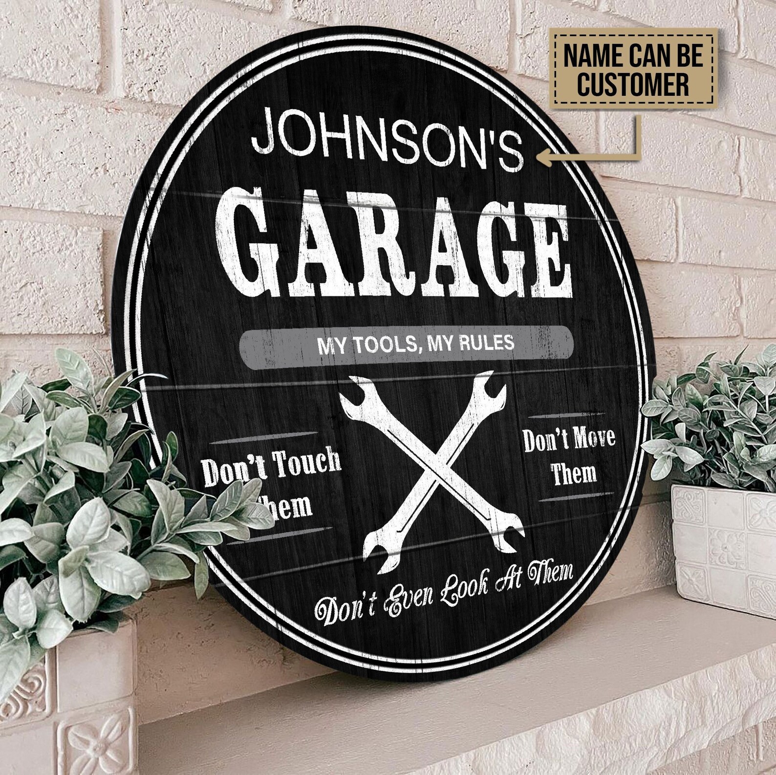 Personalized Garage My Tools My Rules Wood Circle Sign Gift Etsy