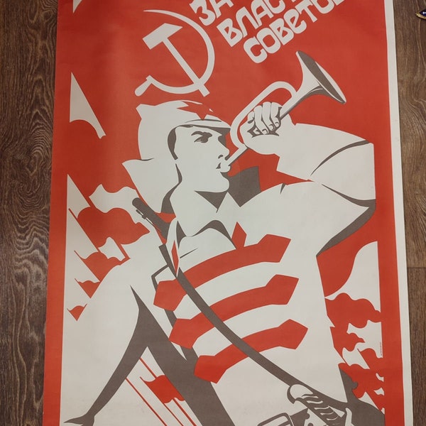 SOVIET COMMUNISM POSTER Propaganda Agitation Soviet Union October Revolution Original