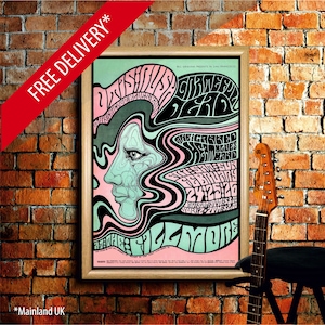 Grateful Dead psychedelic concert poster, A1, A2, A3, sizes, retro gift, wall art
