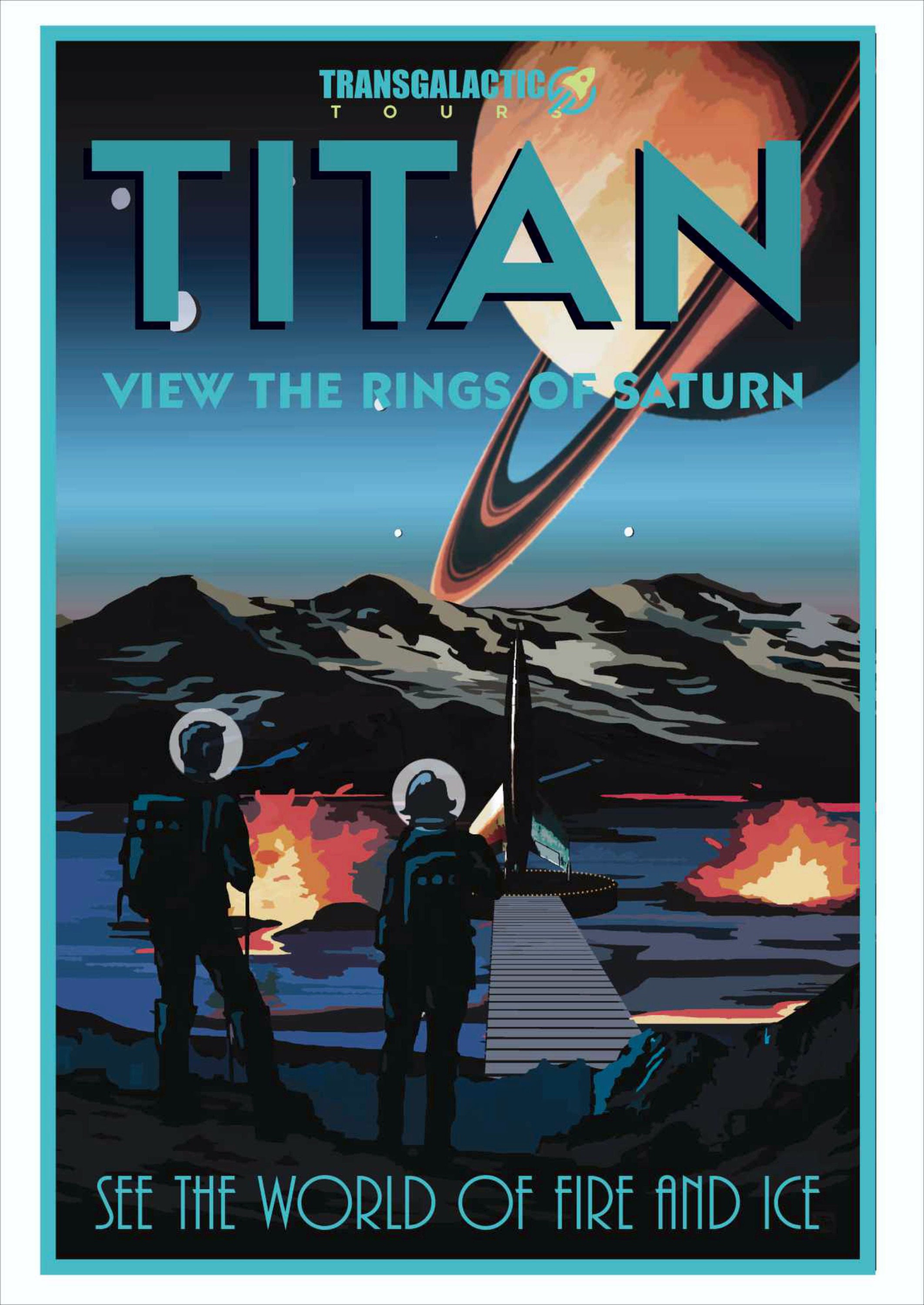 Retro Style Original Space Travel Poster - Titan (A1/A2/A3) - Etsy