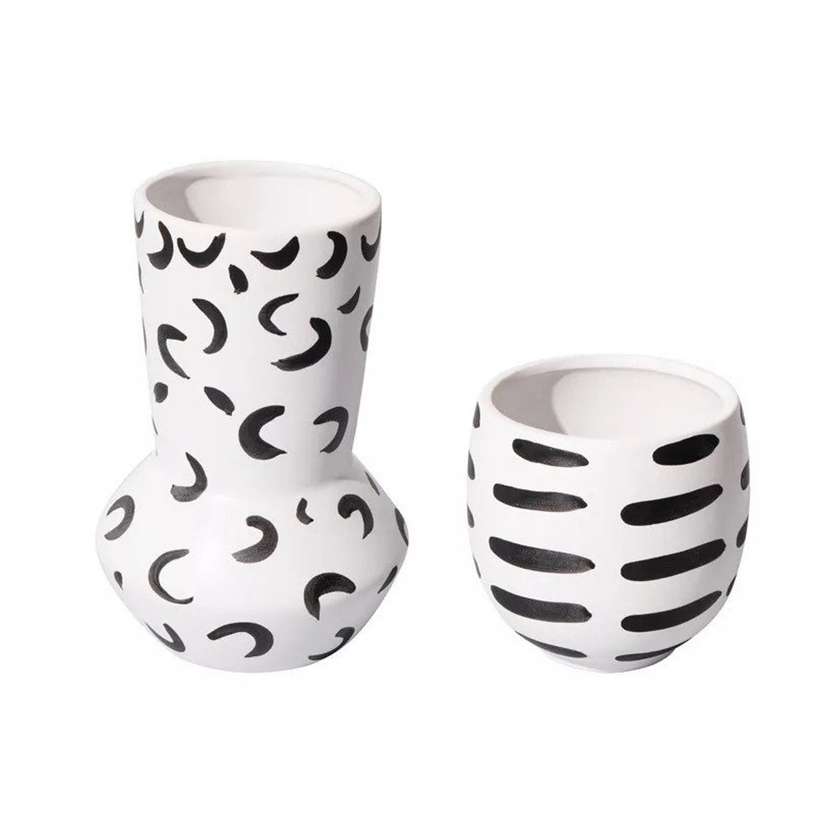 Tall Ceramic Black/White Spot Vases Home Decor Flower Floral Etsy