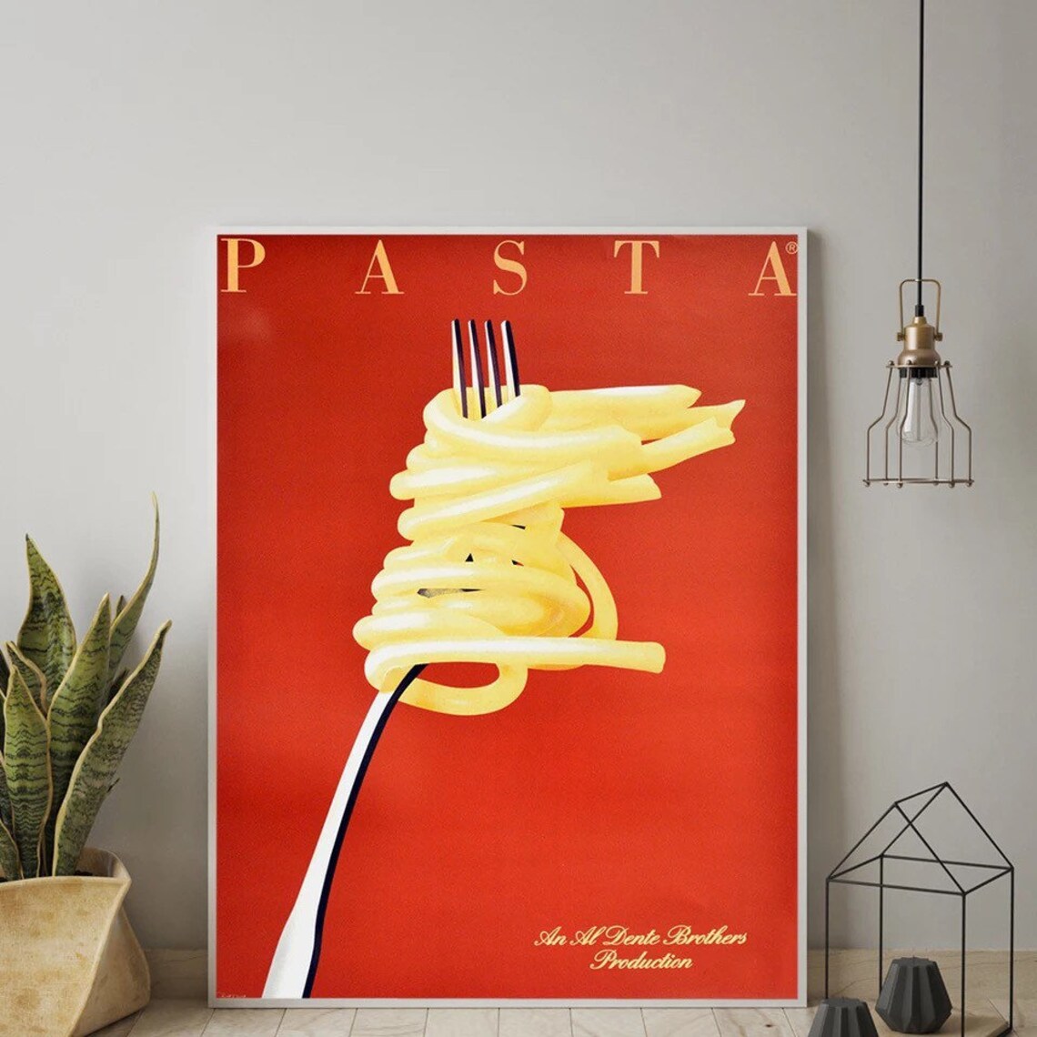 Pasta Kitchen Food Art Déco Poster Canvas Unframed Pasta Etsy