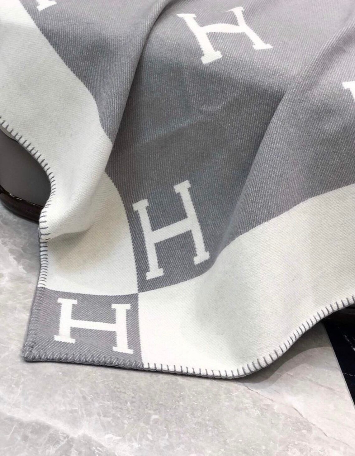 Luxury H Plaid 100 Wool and Cashmere Blanket Jacquard Textile Etsy