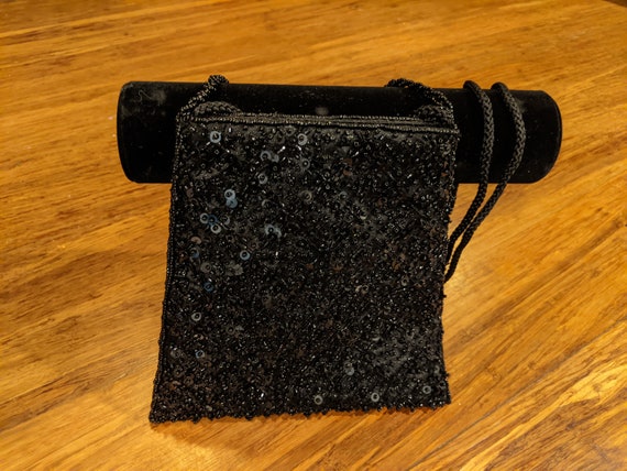 90's Black Valerie Stevens- Cross Body Bag, Beaded - image 1