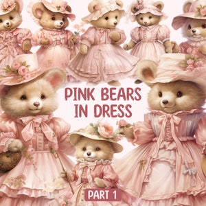Watercolour Bear Clipart - part 1, Fairytale Bears PNG Digital Image Downloads for Card Making, Scrapbook, Junk Journal, Paper Crafts