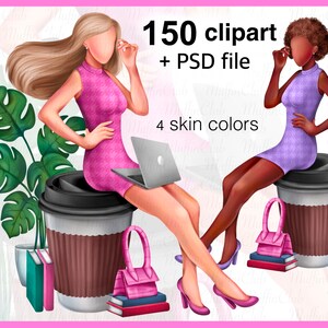 African American clipart. Black Girl Woman clipart. White Boss Lady png. Sublimation Design png. Boss Babes png. Fashion Curvy girl clipart