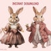Watercolour Rabbits in Clothes Clipart, Animal Digital Prints, PNG ...