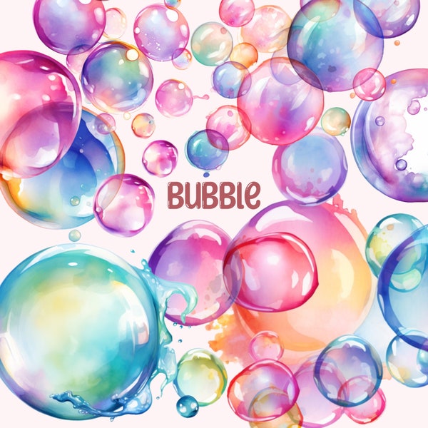 Watercolour Bubble Clipart, Bubbly Clipart, Bubble PNG, PNG Digital Image Downloads for Card Making, Scrapbook, Junk Journal, Paper Crafts