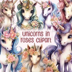 Baby Unicorn Watercolour Unicorn Clipart png, Rainbow PNG Digital Image Downloads for Card Making, Scrapbook, Junk Journal, Paper Crafts