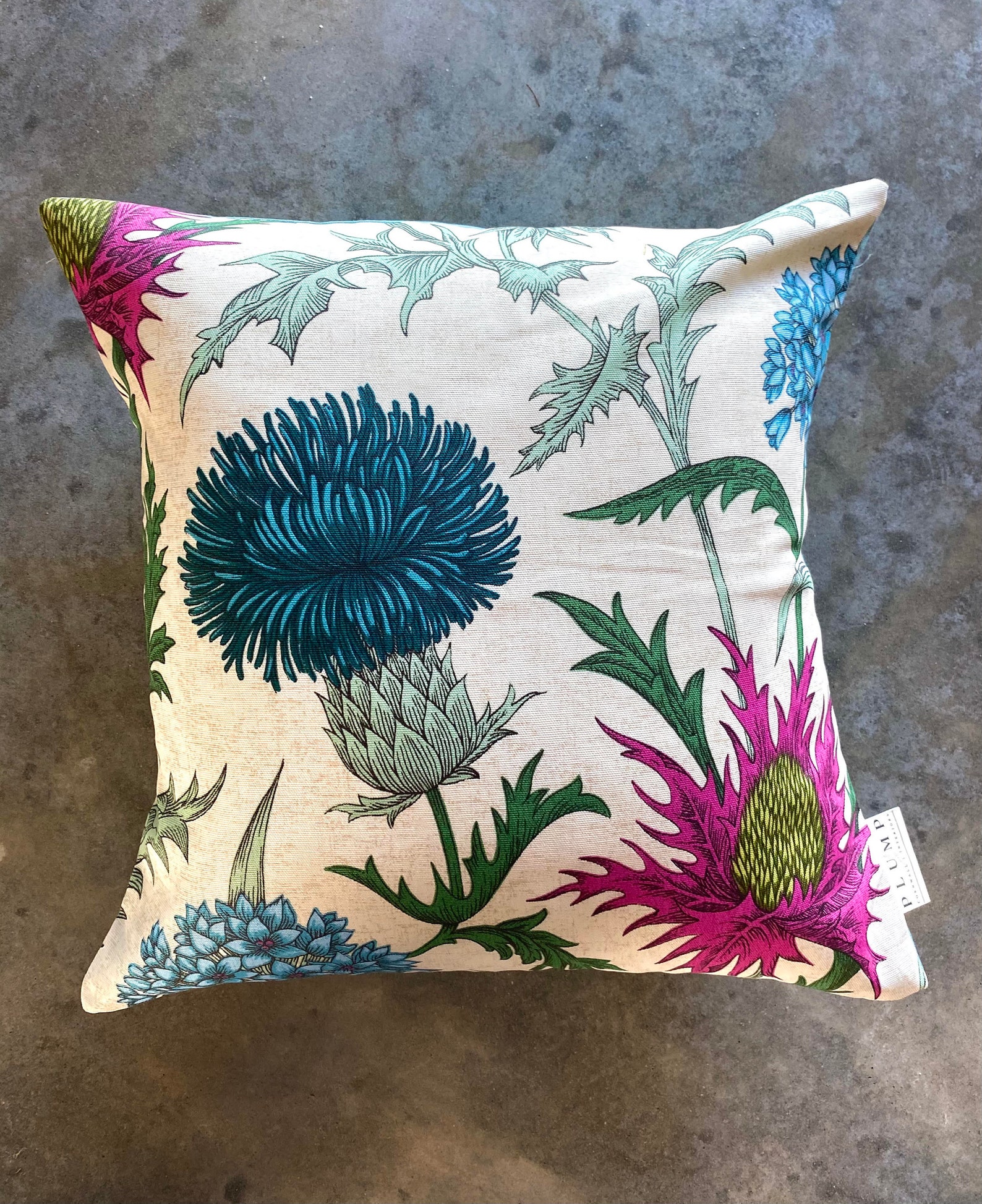 Botanical Thistle cotton Cushion Cover Etsy