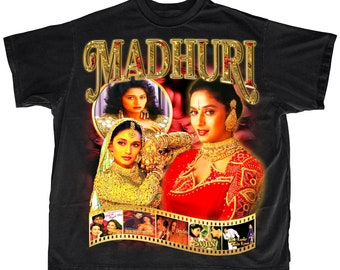 Madhuri Vintage T-shirt | Madhuri Dixit | Bollywood-actrice | Indiase films | Desi-kleding | Indiaas overhemd | Bollywood-films |