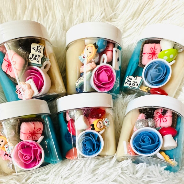 Alice in Wonderland Homemade Sensory Dough Jar | Homemade Play Dough | Playdoh | Sensory Kit | Tea Party | Class Favors | Party Favors