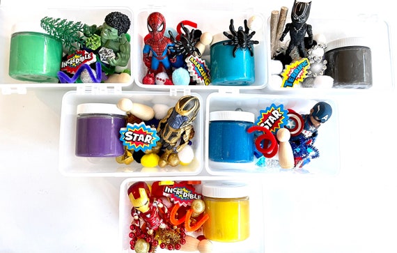 Marvel Avengers Inspired Sensory Dough Mini Kit Play Dough Hulk Spider Man  Captain America Thanos Black Panther Iron Man 