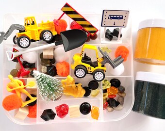 Construction Homemade Sensory Dough Kit | Homemade Play Dough | Sensory Kit |Imagination at Play | Dough in a Jar | Building | Travel