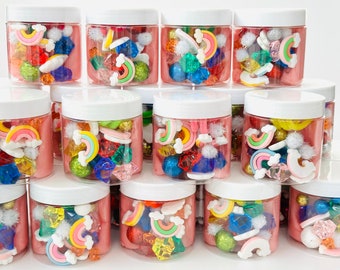 Rainbows and Clouds Homemade Sensory Dough Jar | Homemade Play Dough | Playdoh | Sensory Kit | Imagination at Play | Party Favors
