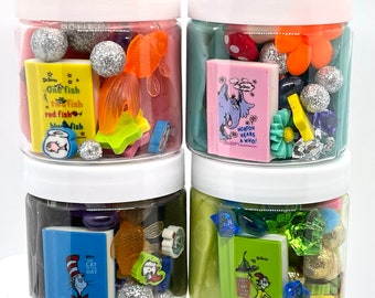 Dr Seuss Inspired Homemade Sensory Dough Jar | Homemade Play Dough | Playdoh | Reading Literacy | Sensory Kit | Imagination | Party Favor