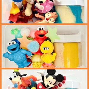 Mickey or Minnie & Friends, Sesame Street, Homemade Sensory Dough Kit, Play Dough, Jar of Dough, Make Your Own, Create, Fun Box